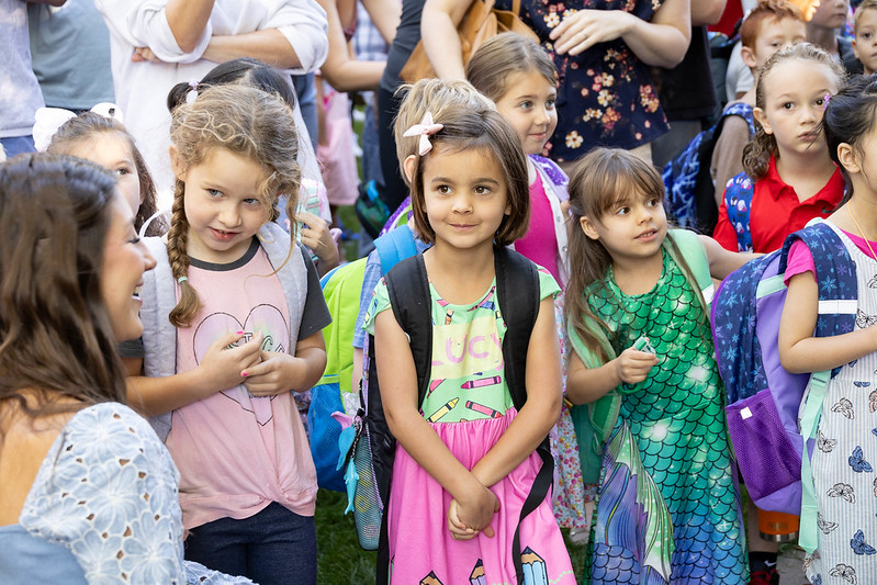 Students at Governor's Ranch Elementary prepare for the first day of school last August. The state experienced a slight drop in overall enrollment in the 2024-25 school year.