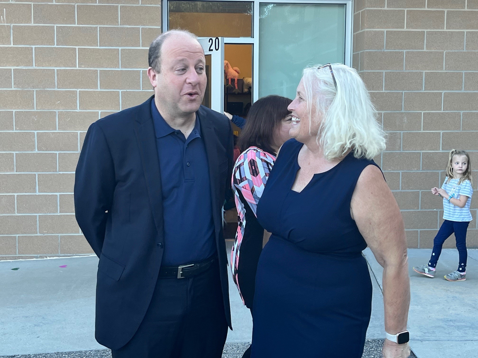 Aspen Creek first grade teacher Sara Sloan reacts to Gov. Jared Polis announcement of a second round of DonorsChoose funding for teacher supplies. 