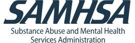 Substance Abuse and Mental Health Services Administration Logo: the abbreviation SAMHSA in black text