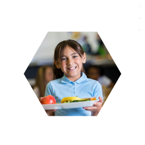 girl holding lunch tray